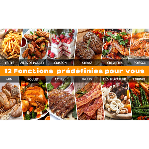 Airfryer 7 L 1800 W 12 Programmes Avec Vitre De Cuisson – Noir Métallisé