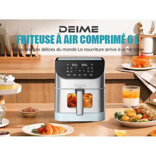 Airfryer 6 L 1500 W 10 Programmes Avec Fenêtre De Cuisson – Inox
