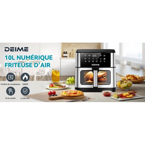 Friteuse Sans Huile 10 L 1800 W 10 Programmes Avec Fenêtre De Cuisson – Inox