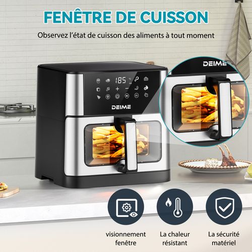 Friteuse Sans Huile 10 L 1800 W 10 Programmes Avec Fenêtre De Cuisson – Inox