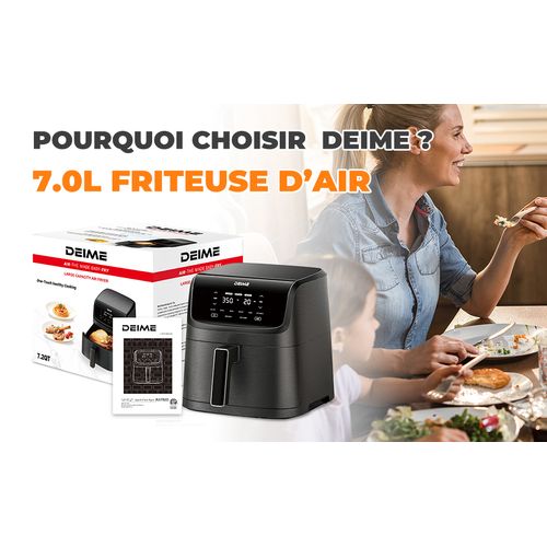 Airfryer 7 L 1800 W 10 Programmes Écran Tactile – Noir