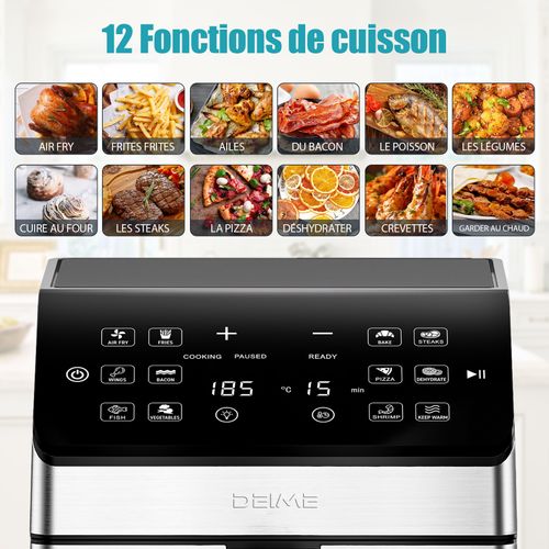 Friteuse Sans Huile 6 L 1700 W 12 Programmes Écran Digital – Noir