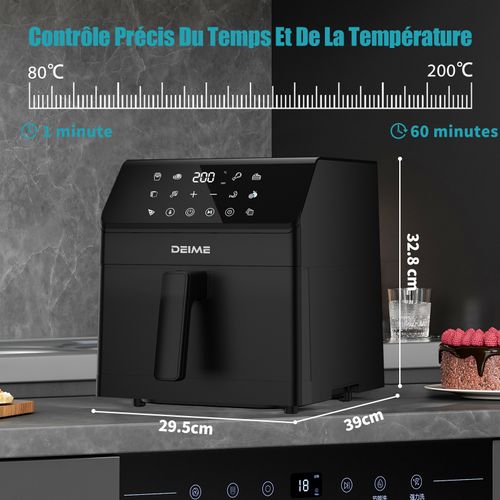 Friteuse Sans Huile 6 L 1700 W 12 Programmes Écran Digital – Noir