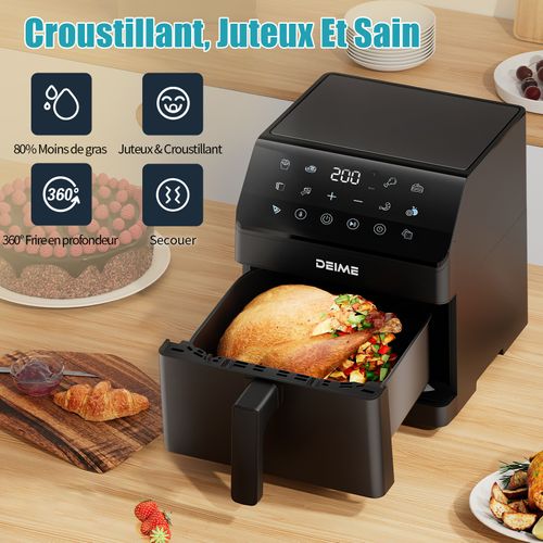 Friteuse Sans Huile 6 L 1700 W 12 Programmes Écran Digital – Noir