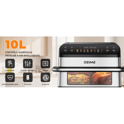 Friteuse Sans Huile 10 L 2400 W Double Bac Avec Fenêtre De Cuisson – Inoxx