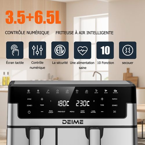 Friteuse Sans Huile 10 L 2800 W 10 Programmes Avec Fenêtre De Cuisson – Inox
