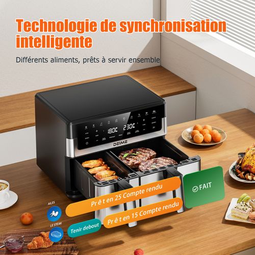 Friteuse Sans Huile 10 L 2800 W 10 Programmes Avec Fenêtre De Cuisson – Inox