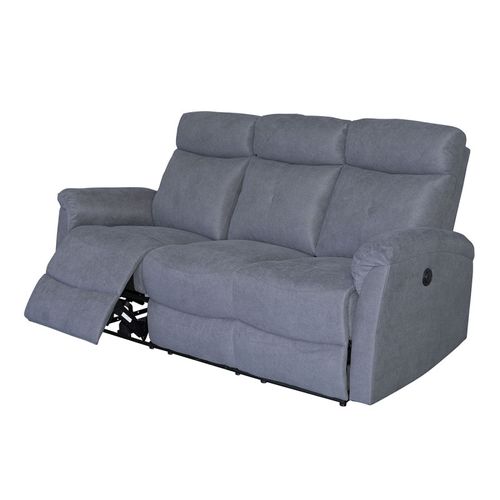 Canapé 3 Places Relax Électrique Gris Lucas