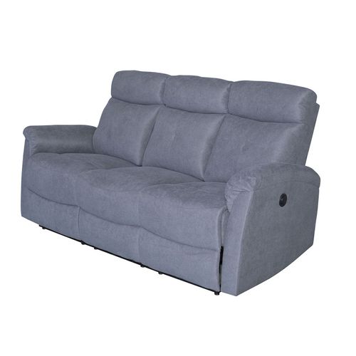 Canapé 3 Places Relax Électrique Gris Lucas
