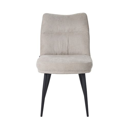 Chaise Louise Tissu Beige Pieds Métal