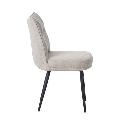 Chaise Louise Tissu Beige Pieds Métal