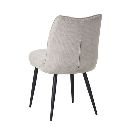 Chaise Louise Tissu Beige Pieds Métal