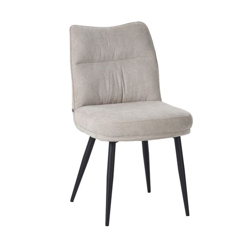 Chaise Louise Tissu Beige Pieds Métal