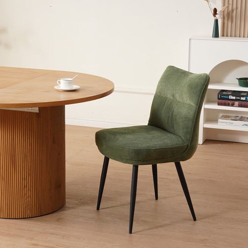 Chaise Louise Tissu Vert Pieds Métal