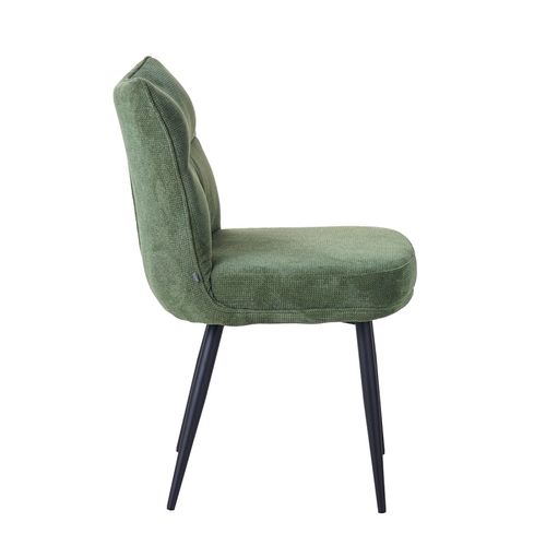 Chaise Louise Tissu Vert Pieds Métal