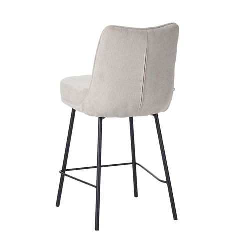 Tabouret De Bar Léon Tissu Beige Pieds Métal