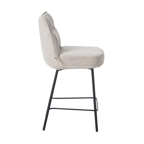Tabouret De Bar Léon Tissu Beige Pieds Métal