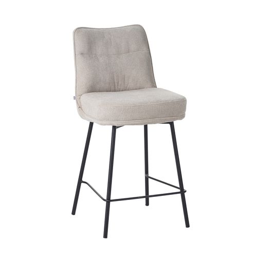 Tabouret De Bar Léon Tissu Beige Pieds Métal