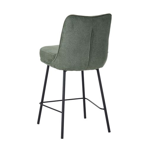 Tabouret De Bar Léon Tissu Vert Pieds Métal