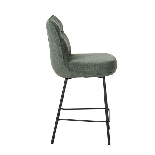 Tabouret De Bar Léon Tissu Vert Pieds Métal