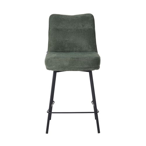 Tabouret De Bar Léon Tissu Vert Pieds Métal