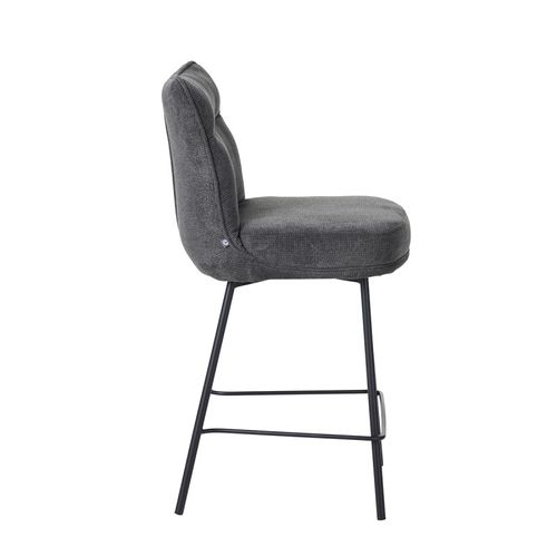 Tabouret De Bar Léon Tissu Gris Pieds Métal