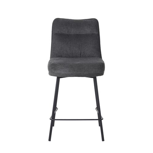 Tabouret De Bar Léon Tissu Gris Pieds Métal