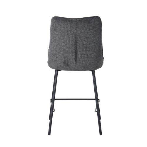 Tabouret De Bar Léon Tissu Gris Pieds Métal