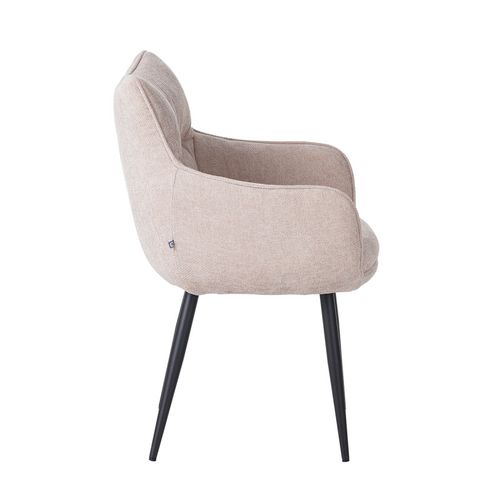 Fauteuil Repas Lucas Tissu Beige Pieds Métal