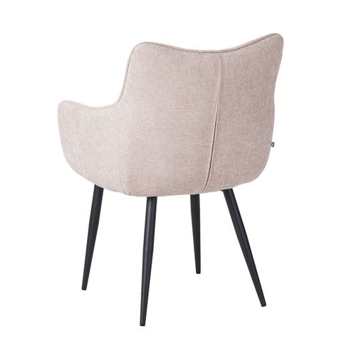 Fauteuil Repas Lucas Tissu Beige Pieds Métal