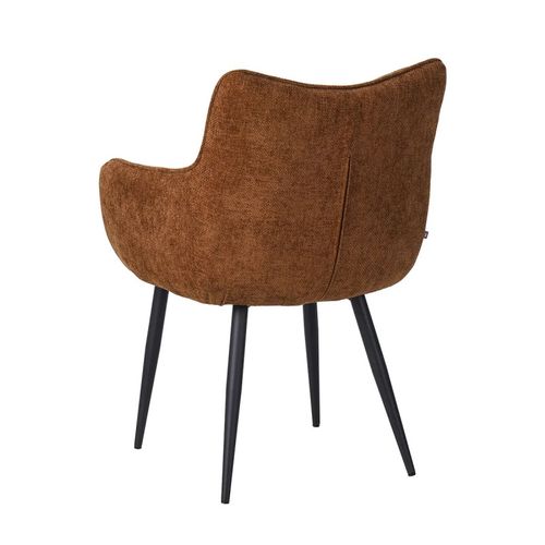 Fauteuil Repas Lucas Tissu Marron Pieds Métal