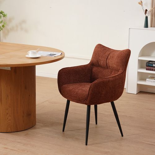 Fauteuil Repas Lucas Tissu Marron Pieds Métal