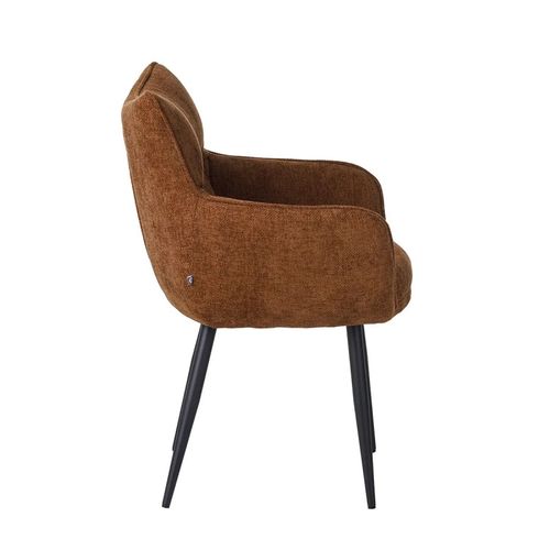 Fauteuil Repas Lucas Tissu Marron Pieds Métal