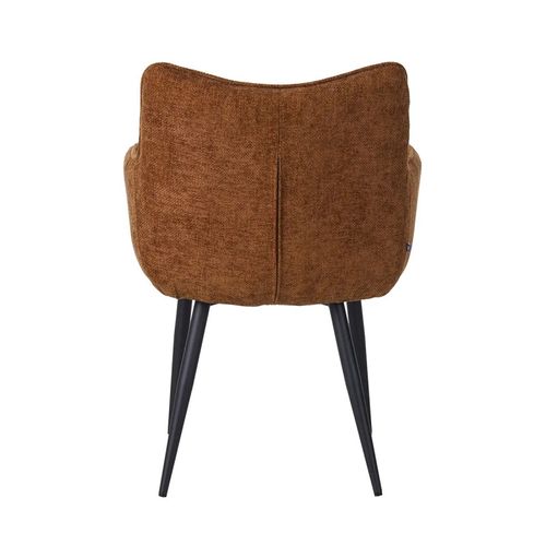 Fauteuil Repas Lucas Tissu Marron Pieds Métal