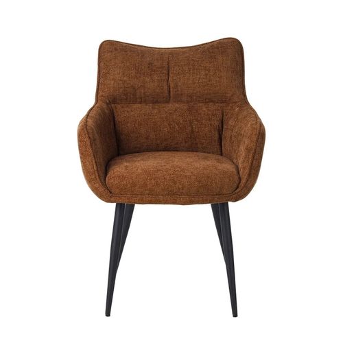 Fauteuil Repas Lucas Tissu Marron Pieds Métal