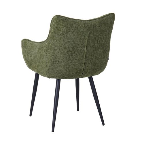 Fauteuil Repas Lucas Tissu Vert Pieds Métal