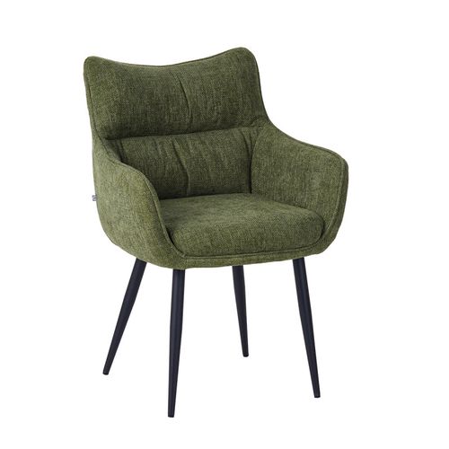 Fauteuil Repas Lucas Tissu Vert Pieds Métal