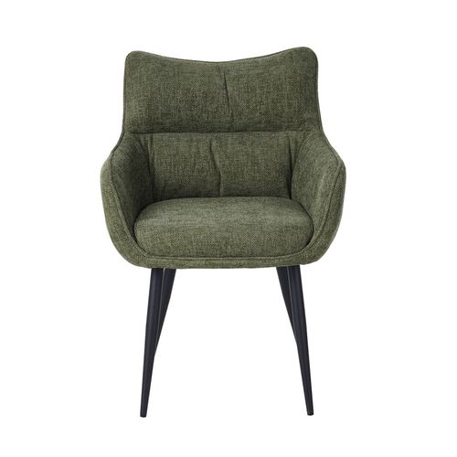 Fauteuil Repas Lucas Tissu Vert Pieds Métal