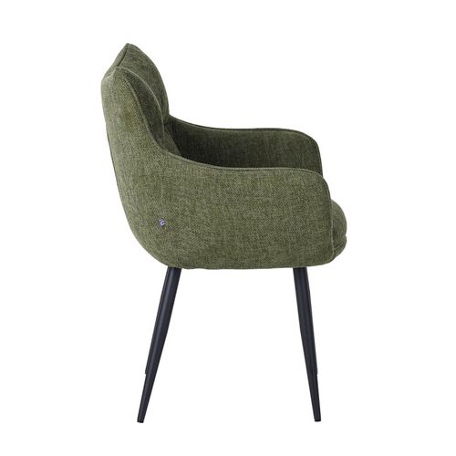 Fauteuil Repas Lucas Tissu Vert Pieds Métal