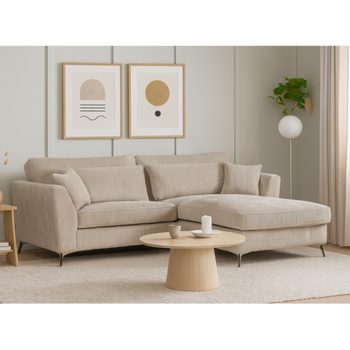 Canapé D'angle Mini Isla Droit Velours Côtelé Beige