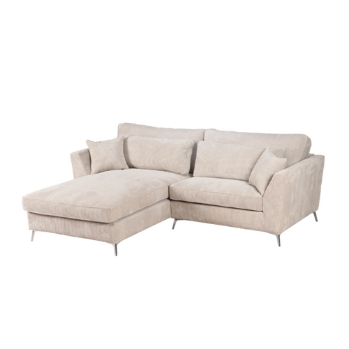 Canapé D'angle Mini Isla Gauche Velours Côtelé Beige