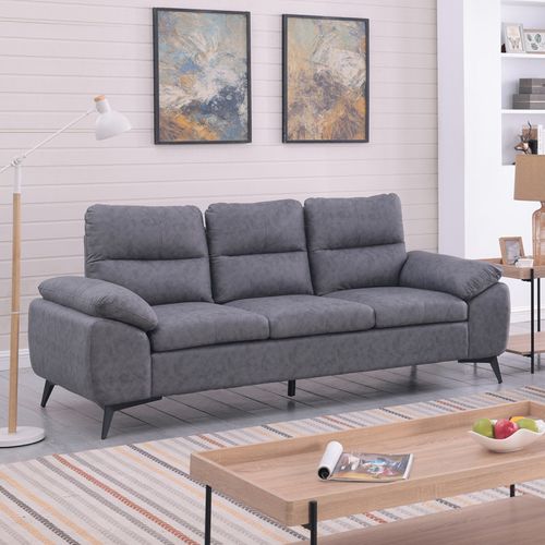 Canapé 3 Places Soan Simili Gris Foncé