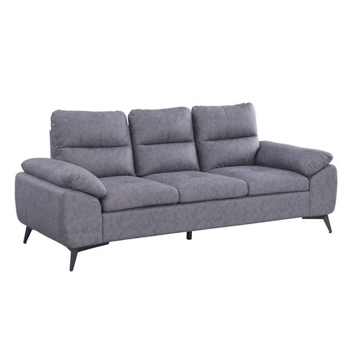 Canapé 3 Places Soan Simili Gris Foncé