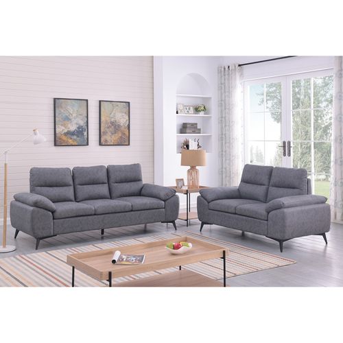 Canapé 2 Places Soan Simili Gris Foncé