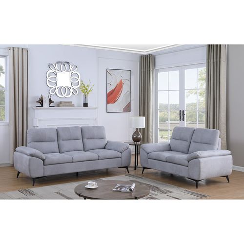 Canapé 2 Places Soan Simili Gris Clair