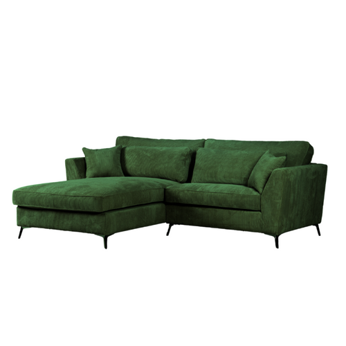 Canapé D'angle Mini Isla Gauche Velours Côtelé Vert