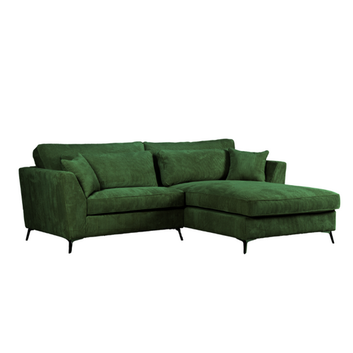 Canapé D'angle Mini Isla Droit Velours Côtelé Vert