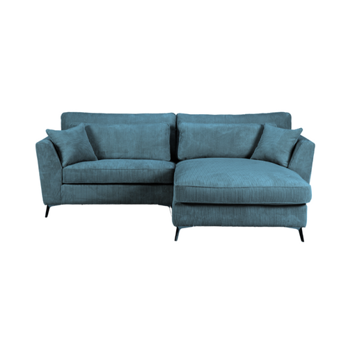 Canapé D'angle Mini Isla Droit Velours Côtelé Bleu