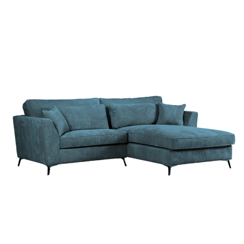 Canapé D'angle Mini Isla Droit Velours Côtelé Bleu