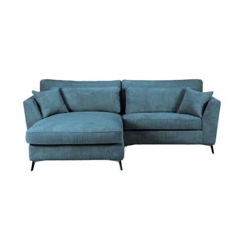 Canapé D'angle Mini Isla Gauche Velours Côtelé Bleu